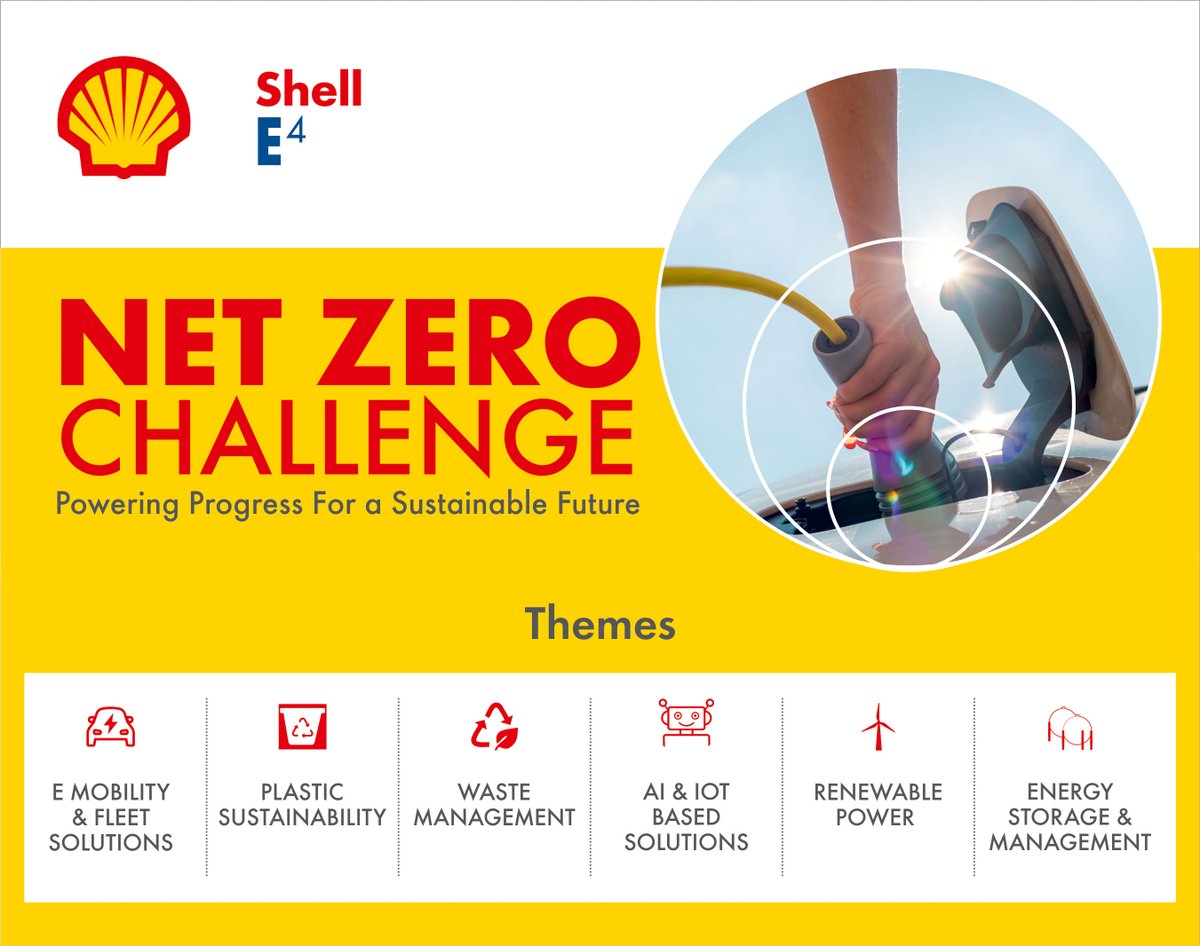 Shell_India's tweet image. Develop solutions that tackle e-mobility, plastic circularity, energy storage etc.
Showcase your ideas in the Net Zero Challenge &amp;amp; get a chance to win MVP funding &amp;amp; guidance to transform your idea into a viable business

Apply go.shell.com/44xoiGm.

#PoweringProgress #ShellE4