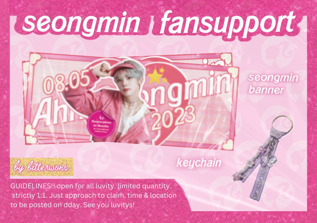 bitterwons's tweet photo. ₊˚ෆ MASTERPIECE IN MANILA 🎟
— BARBIE SEONGMIN 🌸
[ fan support by @bitterwons ]

🌸 limited quantity. strictly 1:1
🌸 just approach me to claim
🌸 open for trades
🌸 rt &amp; like to spread
🌸 will post updates on this thread on dday

#MASTERPIECE_IN_MNL
#CRAVITY_1ST_WORLD_TOUR https://t.co/qrUENpx5lF