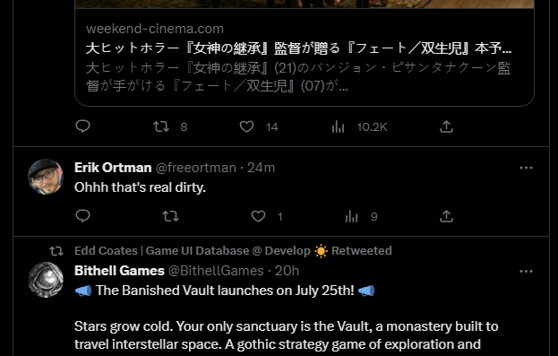 Twitter completely messing up visualization of threads on the timeline makes you look completely deranged when responding to pictures of dark UX patterns.