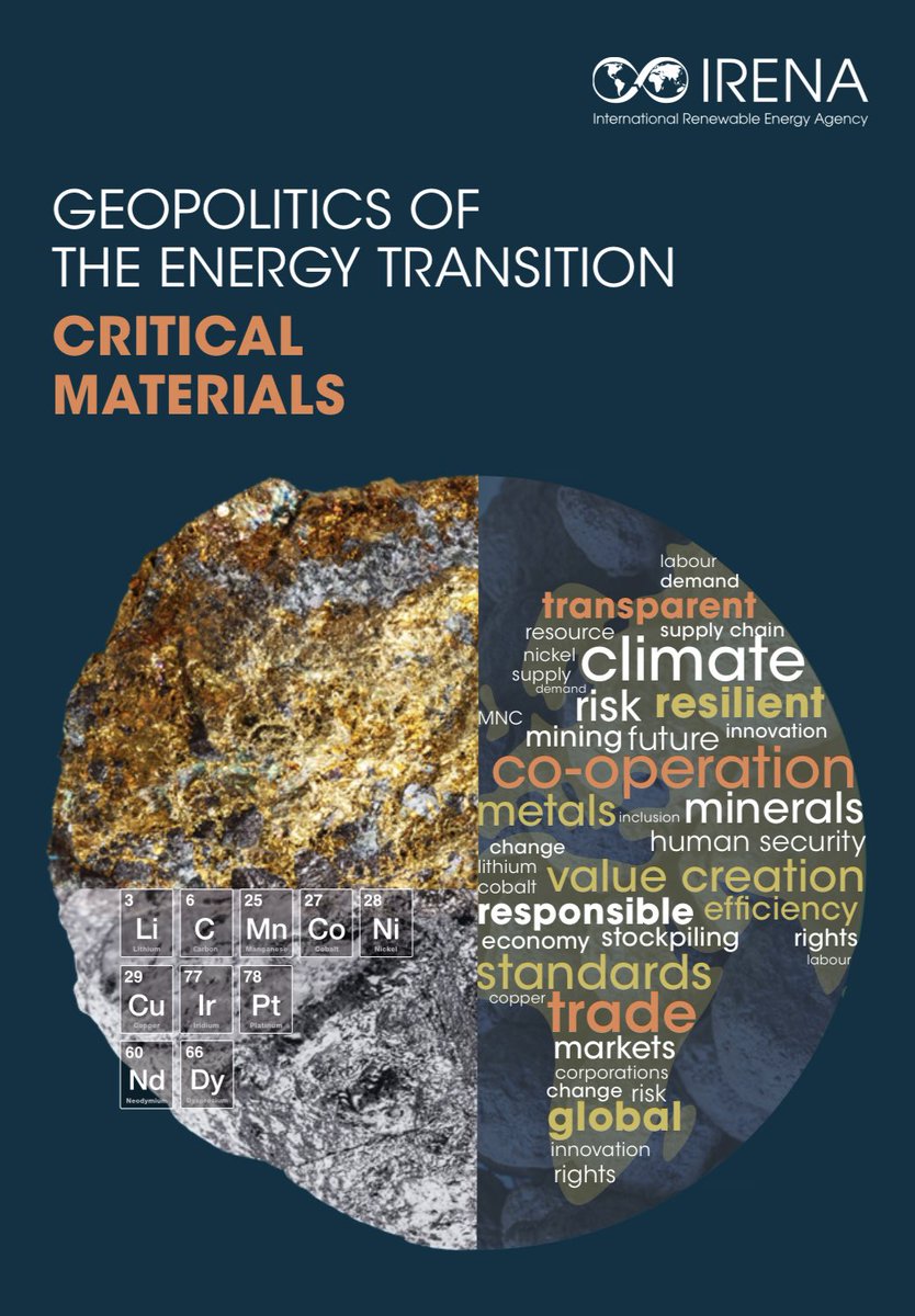 📢 @IRENA’s new report on the geopolitics of critical materials has just been launched. Proud to have been involved in the production of this report, working with a great team under the guidance of @ElizabethSPress. Here’s a thread with some of my takeaways: 🧵 (1/n)