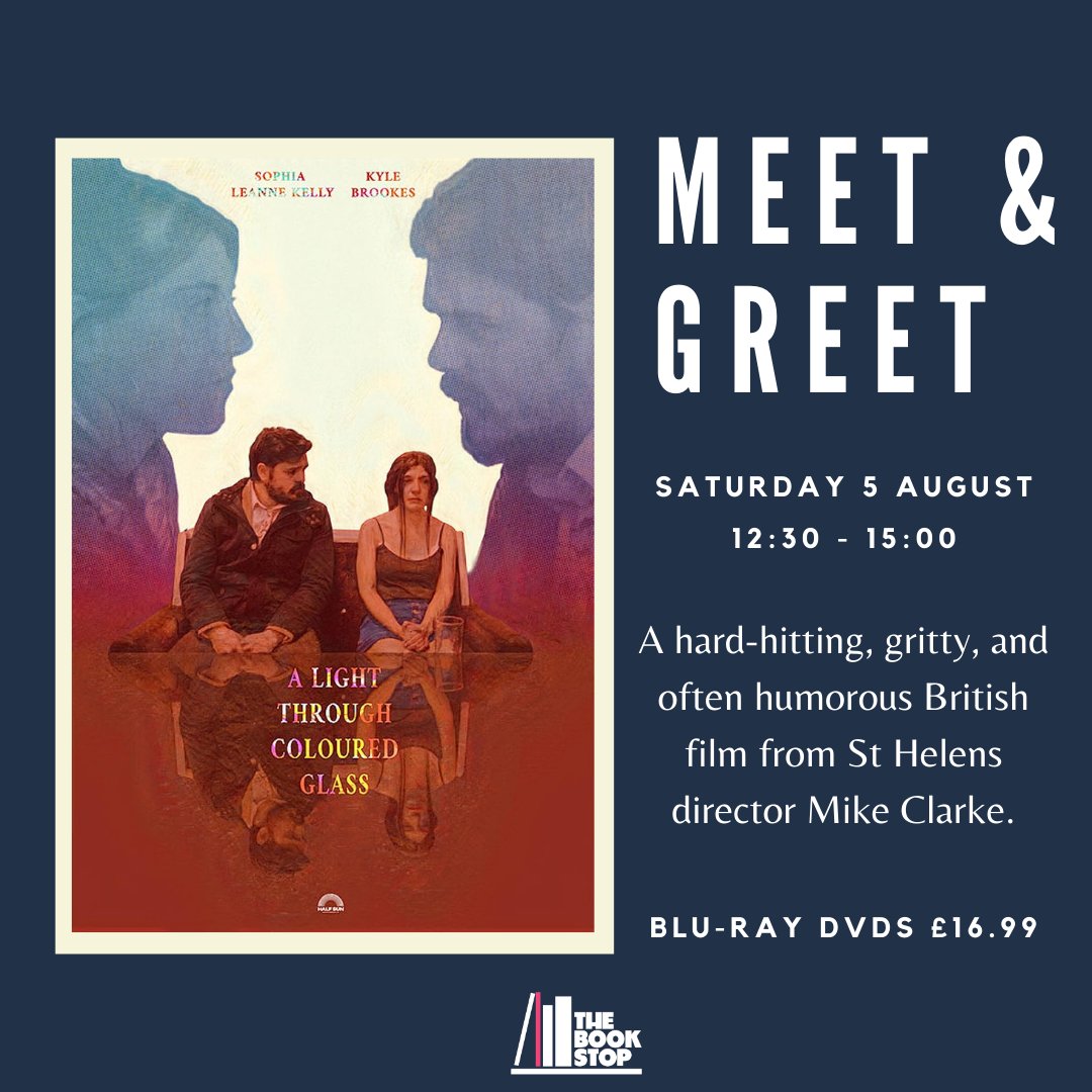 StHBookStop's tweet photo. 🌟Meet &amp; Greet🌟
Saturday 5th August 12:30 -15:00.
The multi award winning #ALightThroughColouredGlass is a hard-hitting, gritty independent film produced locally by St Helen's own @mikeclarkefilm
Come for a meet &amp; greet with the director and lead actress @SophiaLee_Kelly. https://t.co/8sDpCau60M