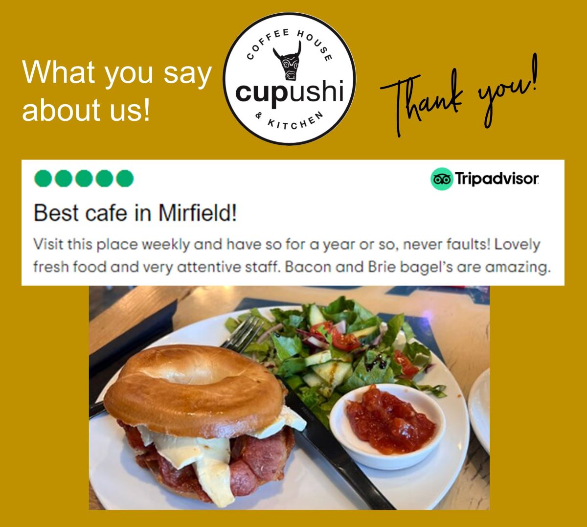 Combos of flavours for everyone :) And always wonderful to receive such lovely feedback in a review! #thankyou

You're invited to leave your reviews too! Follow this link 
tripadvisor.com/Restaurant_Rev…

#goodfood #kitchen #greatcoffee #coffee #coffeeshop #cafe #mirfield #yorkshire