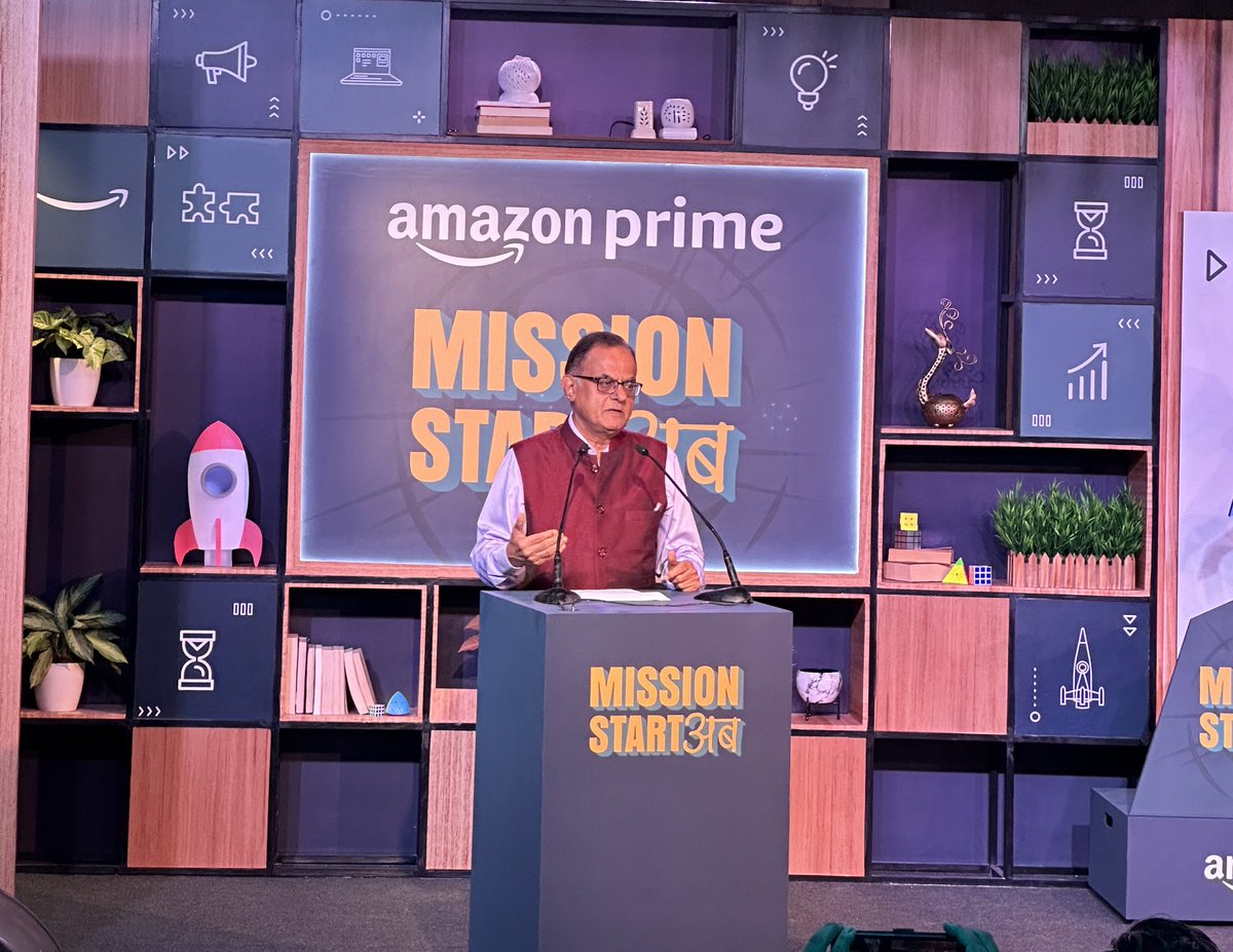 PrinSciAdvOff's tweet photo. Prof. Ajay Kumar Sood, @PrinSciAdvGoI, today launched the initiative 'Mission Startअब’ by @PrimeVideoIN, aiming to empower Indian Innovators. He was joined by actor @aliaa08 and the @PrimeVideoIN team. https://t.co/5OX4vT3Tvz