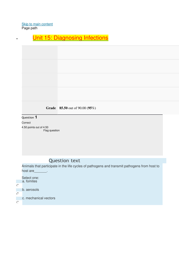 EllamSherry's tweet image. BIO 250 Exam 4&amp;amp; 5 Unit 15: Diagnosing Infections (Straighterline)
#bio250 #diagnosinginfection #unit15 #fliwy 
fliwy.com/item/321563/bi…