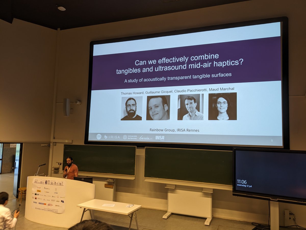 cpacchierotti's tweet photo. Lendy Mulot and Thomas Howard (@irisa_lab, @INSA_Rennes, @Inria_Rennes, @rainbow_irisa, @HReality1) presented our two papers on ultrasound mid-air #haptics at @ieeewhc - great job ! The session also featured works from @ultraleap/@neorestis and the Shinoda/Makino lab. https://t.co/8zzUh3eRwr