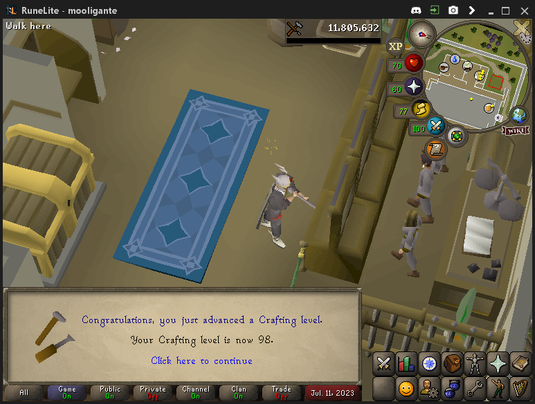 mooligante's tweet photo. 98 crafting 1 lvl to go 99 just look no amazing 🥳😉 https://t.co/1vgDw9f3o1