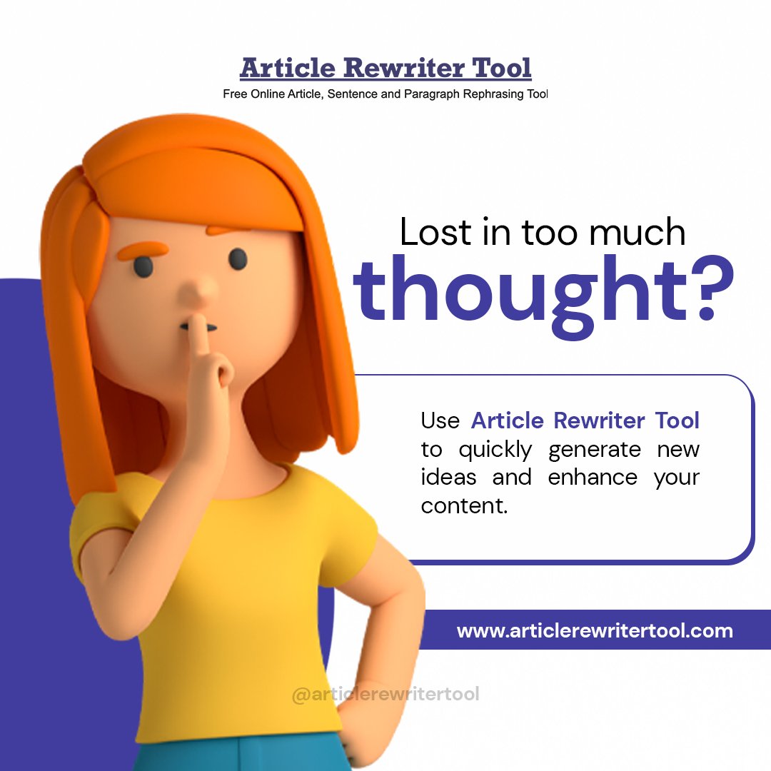 rewritertool's tweet photo. Me: 'Let's overthink everything!π€
Also me: 'Let's use Articlerewritertool'π‘
#articlerewritertool #explore #aitool #summarizertool #toolforoverthinkers #simplicityisaitool #complextosimple #contentcreation https://t.co/K2d8Cc3qkj