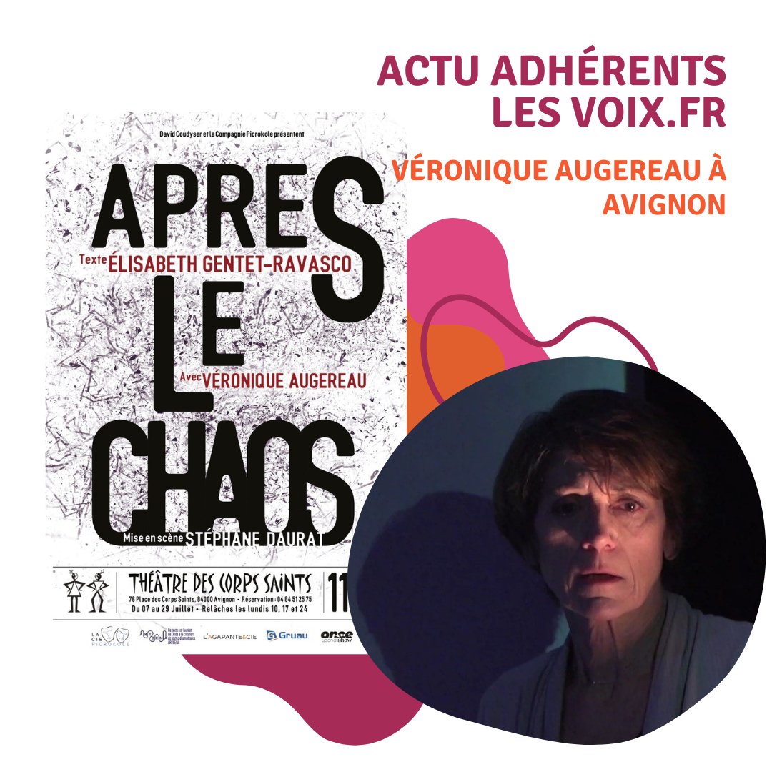 les_voix's tweet photo. 🎭 𝗩é𝗿𝗼𝗻𝗶𝗾𝘂𝗲 𝗔𝘂𝗴𝗲𝗿𝗲𝗮𝘂 à #𝗔𝘃𝗶𝗴𝗻𝗼𝗻 
Retrouvons Véronique Augereau (voix française de Marge Simpson et Jamie Lee Curtis) dans "Après le chaos", d’Elisabeth Gentet-Ravasco
🎫  https://t.co/p2g3PBYuGz
#intelligenceartistique https://t.co/lGYxkjYajI