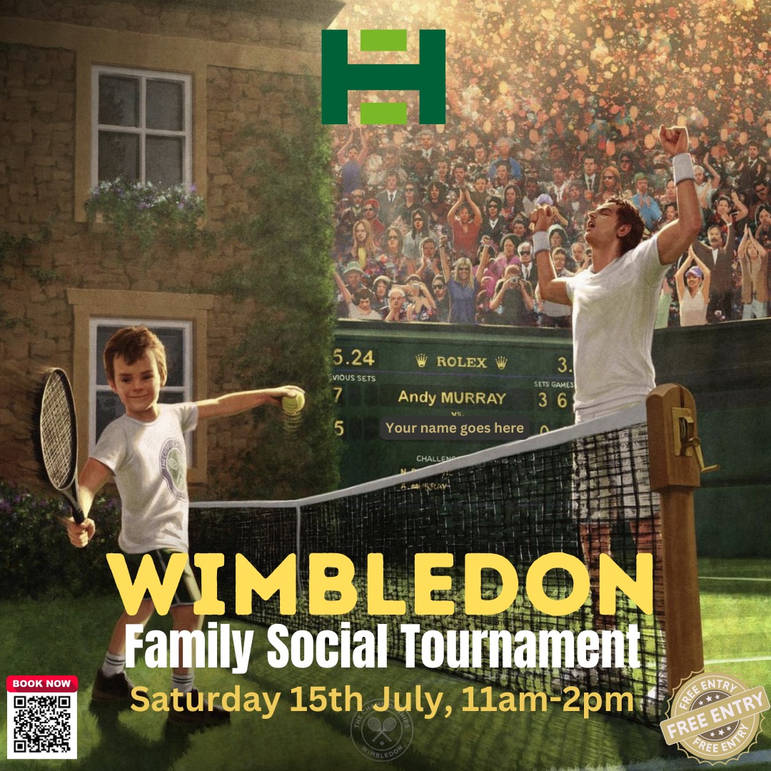 Join us this Saturday for our Family Wimbledon Social Event, where kids and parents can team up for a day of fun! 

The event is open to members and non-members, Kids from 3 to 11 years are welcome. The best part? It's completely free of charge! 
Book here bit.ly/44HvG1O