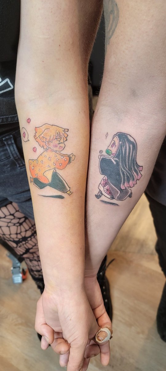 sinisterstrings's tweet image. Anniversary tattoos happily married for a year now.