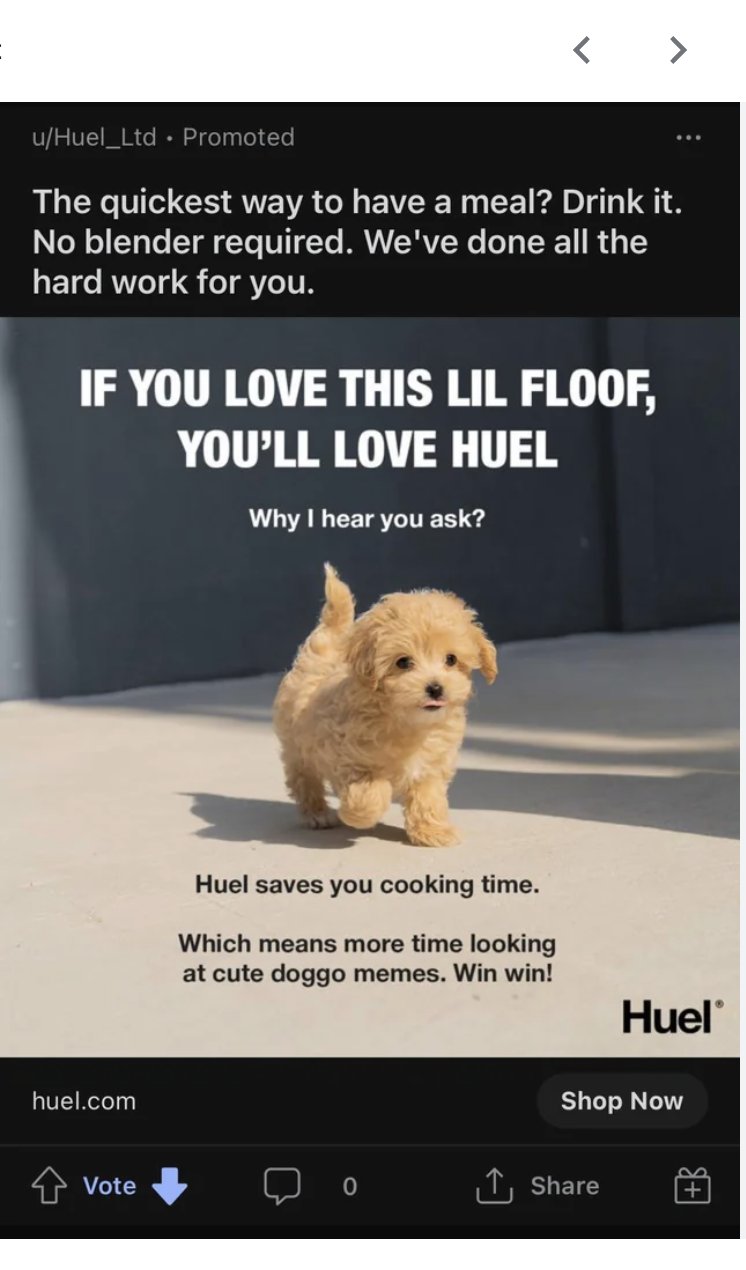 The Ad Professor on Twitter "7. Huel's Reddit Ads Principle JabRight