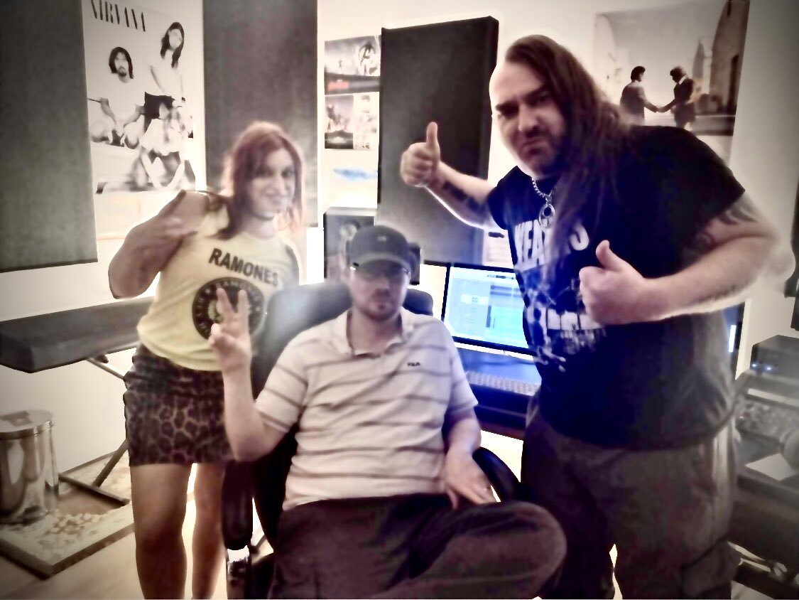 Production photo taken in the recording studio in #Coventry. Musician Laura Stanyer from the band Naked Sunday is appearing on one of the new WEAK13 tunes. Here’s Laura, engineer John Stewart &amp; Nick J Townsend after recording.

#weak13 #nakedsunday #recordingstudio