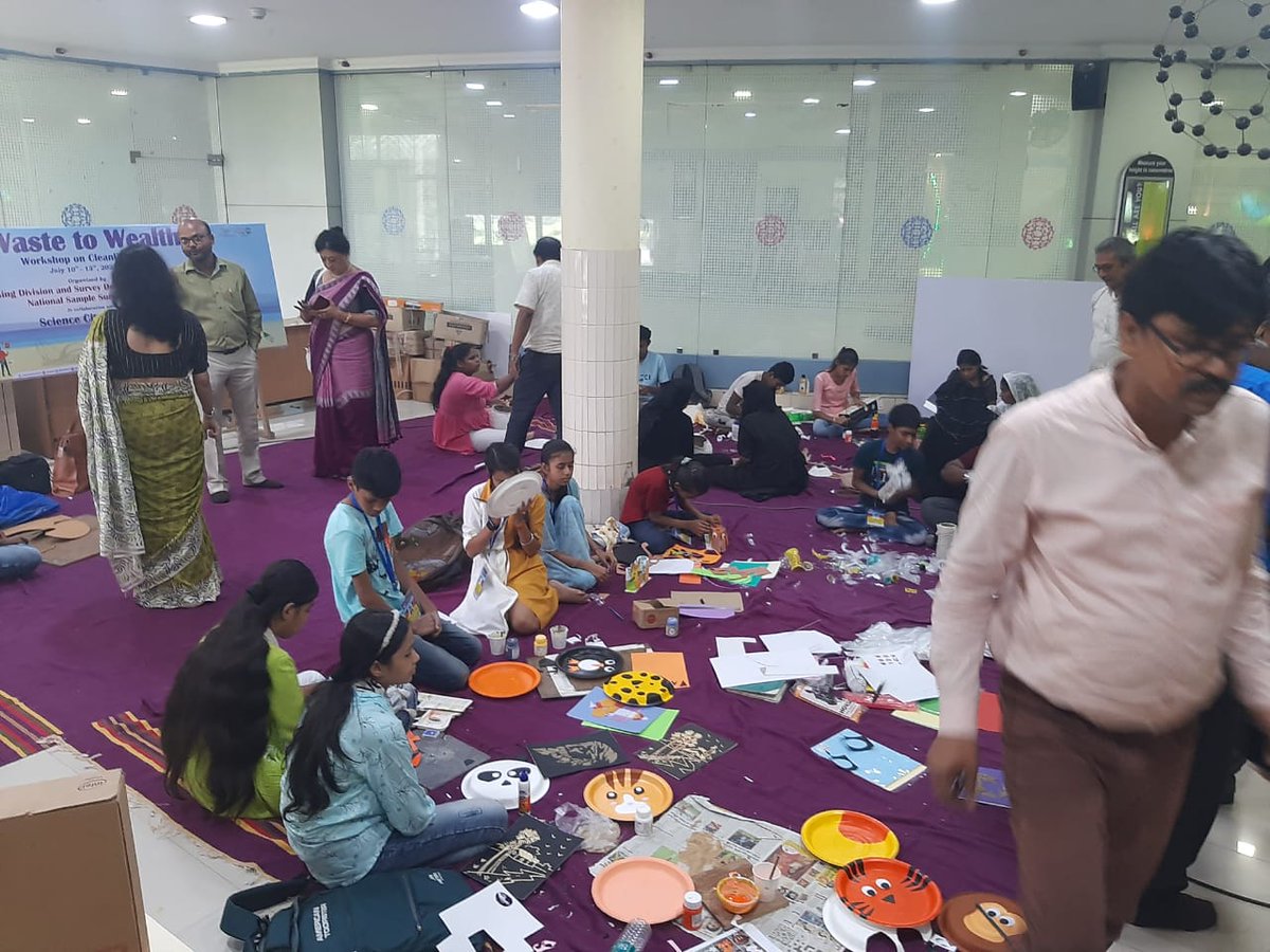 SDRD_NSSO's tweet photo. An initiative of SDRD &amp; DPD of NSSO with M/O Culture: Thirty underprivileged children taking part in a Workshop "Waste to Wealth"  for recycling daily wastes to handicrafts of domestic use.
@goistats
@swachhmospi
#swachhmospi #SwachhtaPakhwada #swachhNSSO #swachhSDRD #swachhDPD https://t.co/qWhoadu6W0