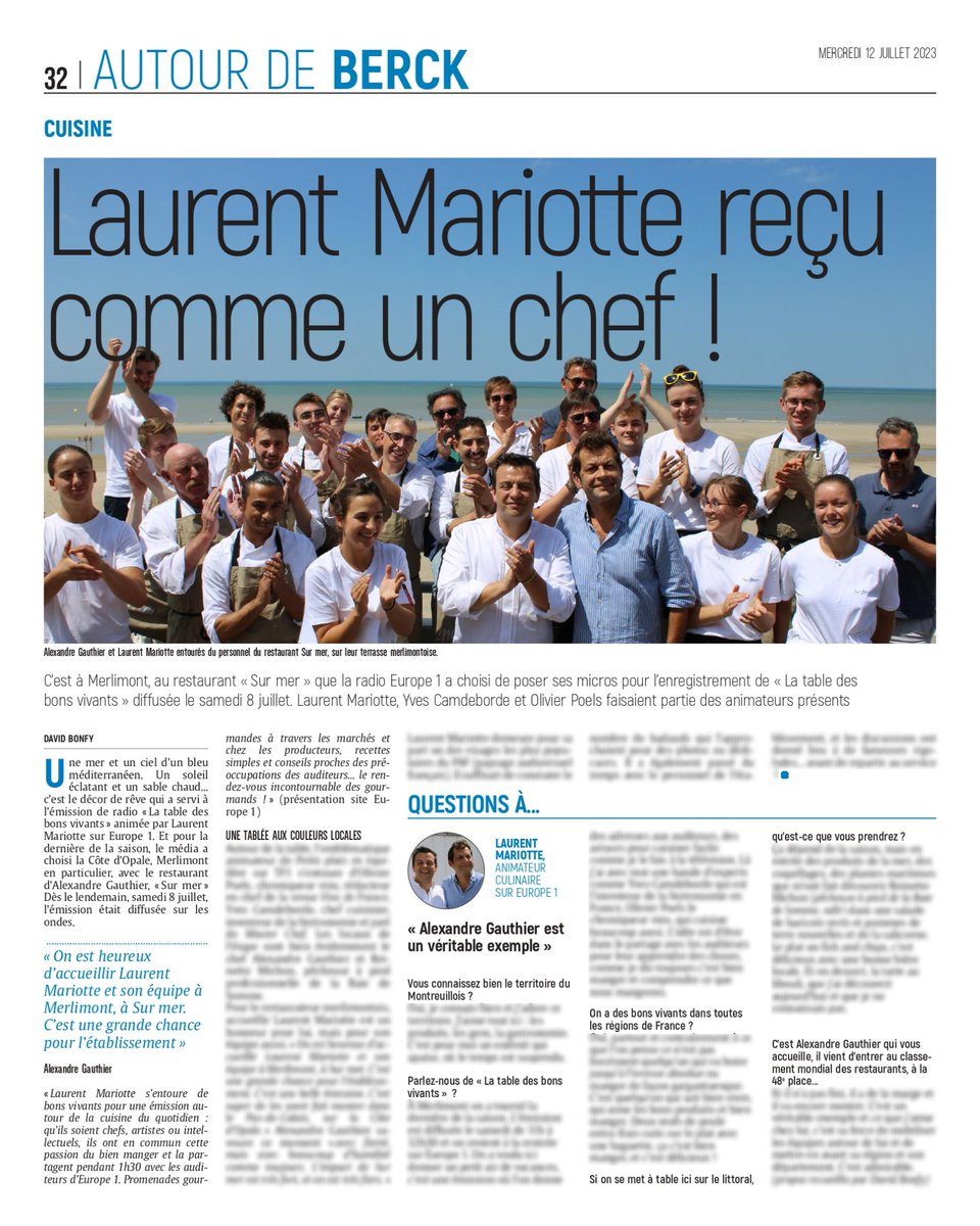 europe1presse's tweet photo. 🗞️[DANS LA PRESSE]

@DavidBonfy des Échos du Touquet était dans les coulisses de la dernière de la saison de "La table des bons vivants".

🌊Depuis Merlimont, Laurent Mariotte et son équipe ont mis en valeur le terroir du Pas-de-Calais.

Replay @Europe1 : https://t.co/Fjpr5F6jjz https://t.co/CDeqtUjFVW