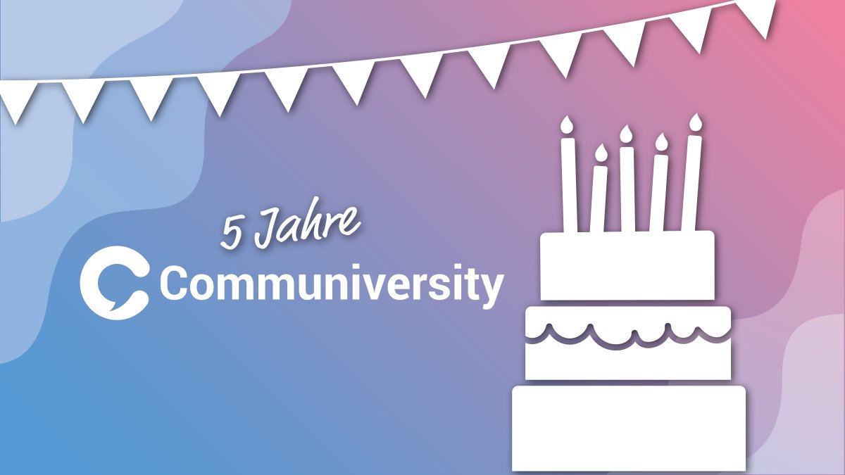 communiversity's tweet photo. 5 Jahre Coaching, Mentoring &amp; Training in der Personalentwicklung. 

Nach 5.000 TrainingsteilnehmerInnen, 400 individuellen Coachings, 200 Seminaren &amp; 40 Mentees... haben wir gerade erst angefangen. 😁

 "Danke!" 🙏 an alle UnterstützerInnen. Nur mit euch war das möglich. 🤝 https://t.co/fptWCkhVXT