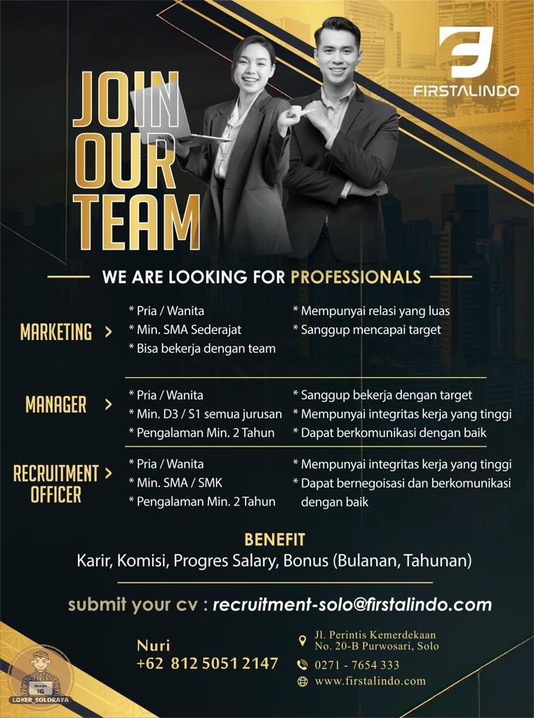 lokerdisoloraya's tweet photo. Loker
1. Marketing
2. Manager
3. Rekruitment Officer
Follow IG @loker_soloraya & aktifkan notifikasi
#lokercot #infoloker
#lokersoloraya #lokersolo
#lokersukoharjo #lokerkaranganyar
#lokerboyolali #lokerklaten
#lokerwonogiri #soloinfo
#solohits #lokermanager
#lokermarketing https://t.co/kNjWrPto8X