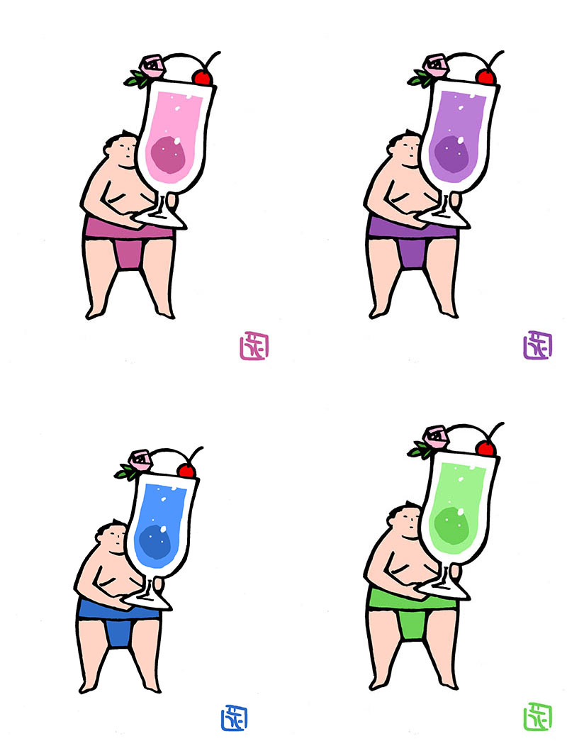 「#PortfolioDay #universe #creamsoda #sumo」|花小金井正幸＠喫茶宝石箱での個展。2023年開催予定のイラスト