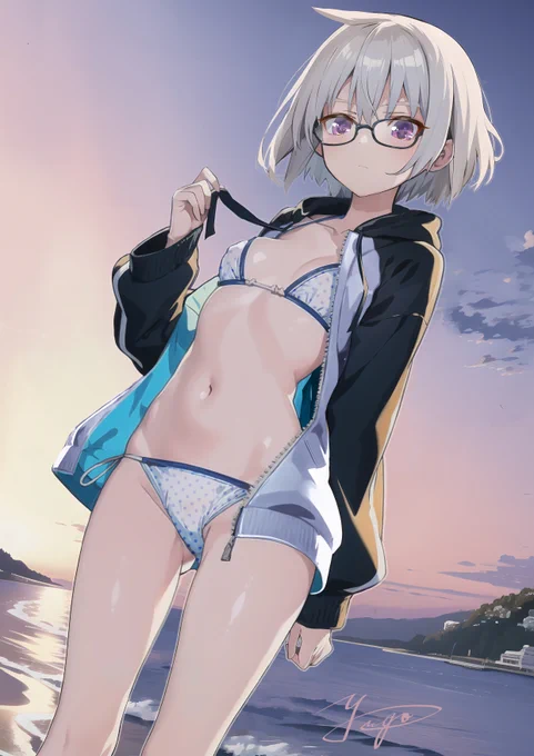 オリキャラのイナホちゃん。 夏休みのイナホちゃんサンセットビーチin伊豆。 夏の陽光と海風がブラック企業で勤労したイナホちゃんの疲れを癒します。