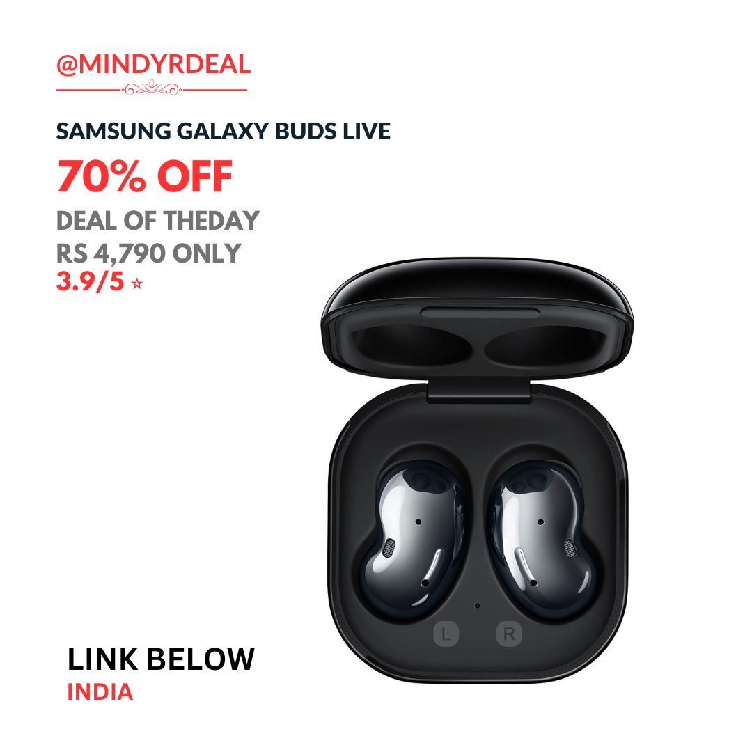 MindYourDeal's tweet photo. Rs 4,790 (70% off) on Samsung Galaxy Buds Live Bluetooth Truly Wireless in Ear Earbuds
Deal (Affiliate)- https://t.co/icSl5VGT63

#deal #sale #discount #offer #samsung #galaxybudslive #galaxybeans #tws #bluetoothearbuds #earbuds #headphones #earphones #apple #iphone #tech https://t.co/q4JyJTlX0x