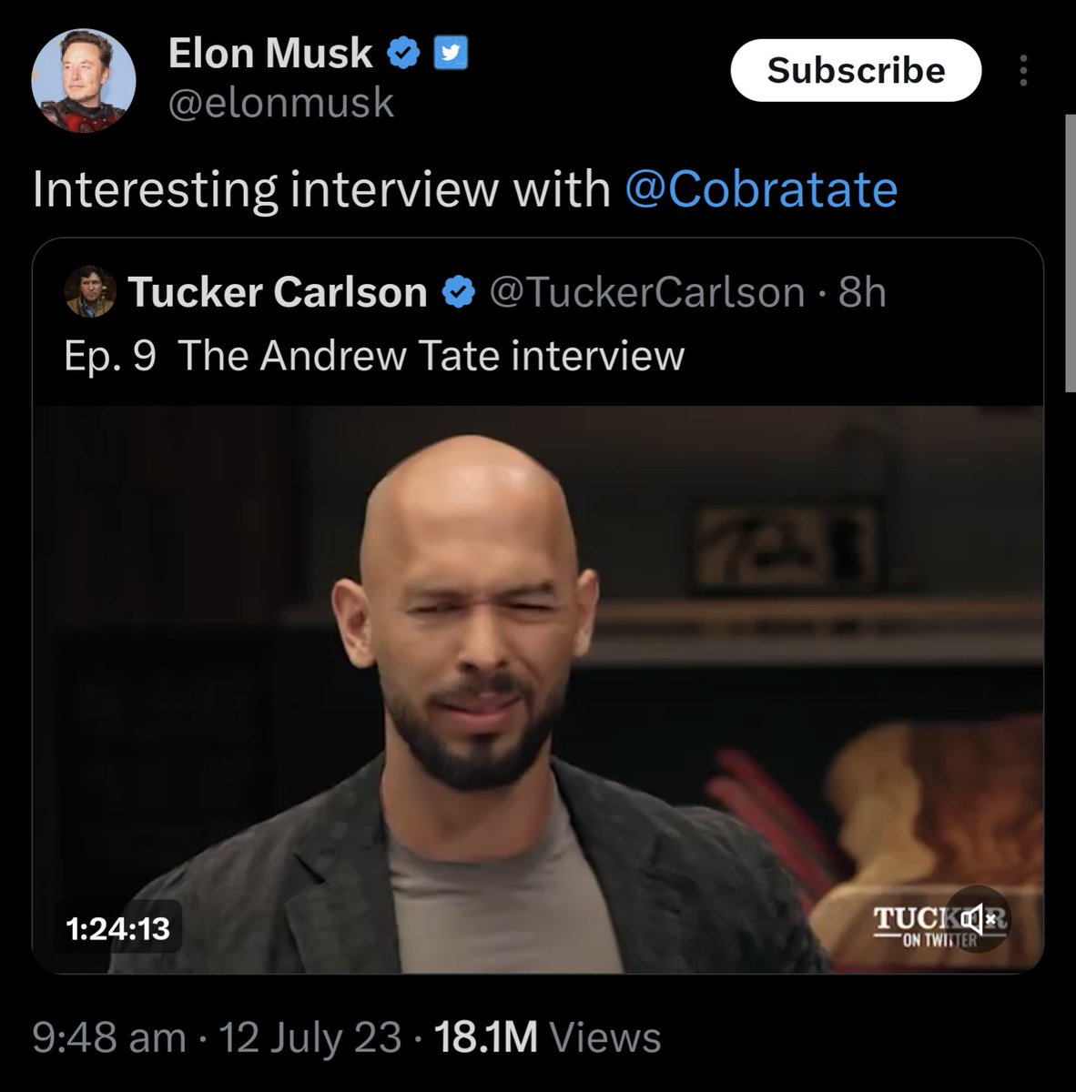 Using the Twitter platform to push pro-Tate propaganda? Uninstalling this app.