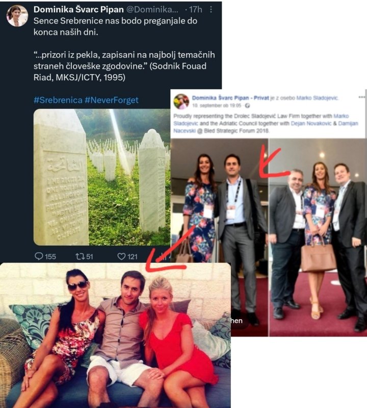 brutus91101394's tweet photo. Če si delal za pravno pisarno Sladojevič Drolec, ki je branila Karadžiča in se objemal z njegovim odvetnikom, ti umanjka kredibilnosti glede Srebrenice. Sladojevič (spodaj) je izjavil, da je Karadžič *zgodovinska osebnost, ki jo nekateri dojemajo pozitivno, nekateri pa negativno* https://t.co/0jxCZcSxVM