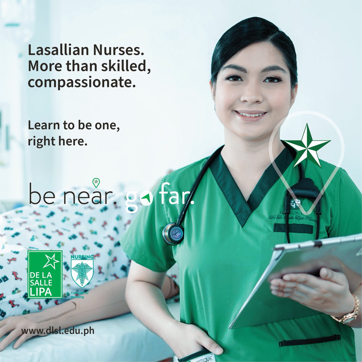 dlslofficial's tweet photo. Lasallian Nurses. More than skilled, compassionate.

Learn to be one, right here. 💚

Application at De La Salle Lipa for School Year 2023-2024 is ongoing!

To apply online, visit https://t.co/o6GuFGnDSS.

#BeNearGoFar #DLSLCON https://t.co/H0iDwyNZpw
