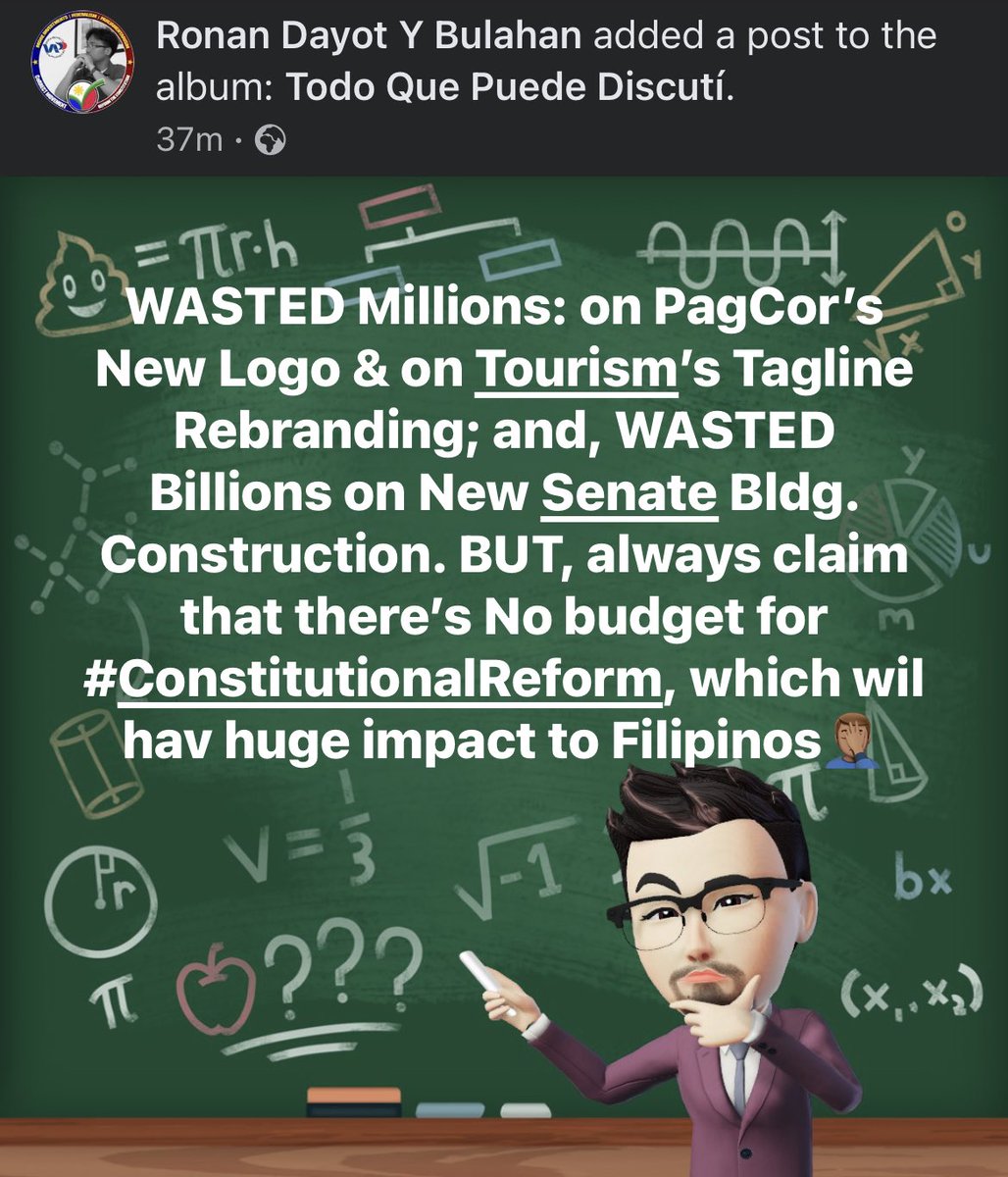 Ronanpbd's tweet image. No budget for #ConstitutionalReform, which is more important than:

👉🏾 @pagcorph’s Proposed New Logo Design
👉🏾 @TourismPHL’s Proposed New Tagline Rebranding
👉🏾Construction of New @senatePH Building

What a WASTE of People’s Money!!!
#CoRRECTtheConstitution #FedParlFDI