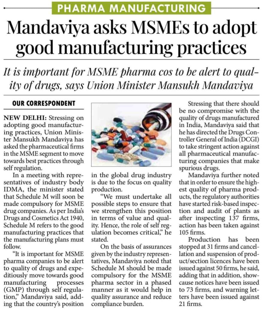 OfficeOf_MM's tweet photo. Minister Dr @MansukhMandviya asks MSMEs to adopt good manufacturing practices.

📖 https://t.co/843VsOS706 https://t.co/Fak4v85LJU
