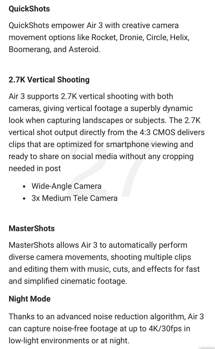 JasperEllens's tweet image. Whoops. Here are the full #DJI #Air3 #specs and promo pictures leaked by Scandinavian webshop. 46min, 20km, O4, 4K HDR, 10 bit Dlog HLG, omnidirectional sensing #tweet3of3