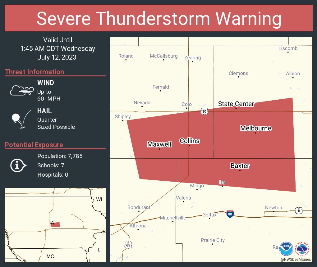 NWS Des Moines on Twitter "Severe Thunderstorm Warning including State