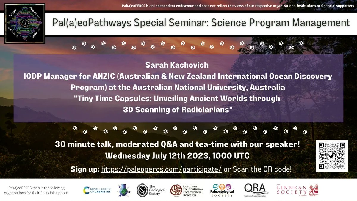 PalaeoPERCS's tweet photo. It’s #PalaeoPathways seminar day!!
Join us at 1000 UTC to hear all about @sarahkachovich’s career pathway and her exciting science too! https://t.co/myjYaS0ZR0