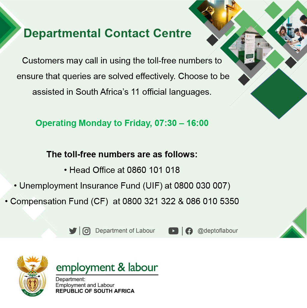 Department of Employment and Labour on Twitter "Clients may contact