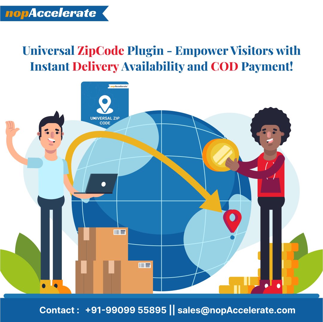 xcellenceit's tweet image. Delight your visitors with the Universal ZipCode Plugin by nopAccelerate - check delivery availability and COD payment option instantly. Boost conversions now!
#UniversalZipCodePlugin #EcommerceTrends #EcommercePlugin #DeliveryAvailability #CODPaymentOption #OnlineShopping
