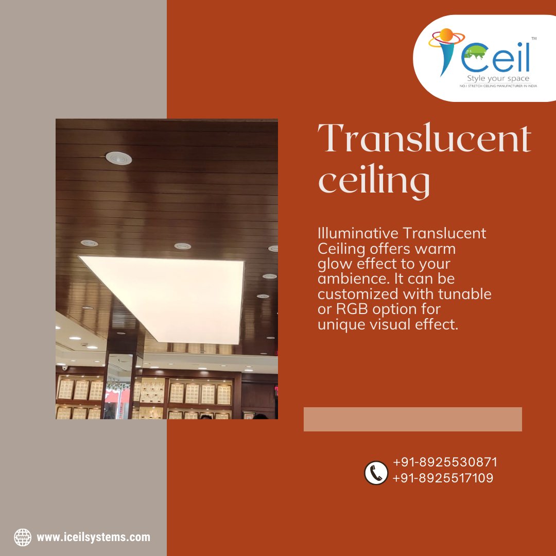 iceilsys's tweet image. Illuminative Translucent Ceiling offers warm glow effect to your ambience. It can be customized with tunable or RGB option for unique visual effect. - iceilsystems.com

#stretchceilingdrywall

#stretchceilingusa

#3dstretchceilingwallpaper

#3dstretchceiling