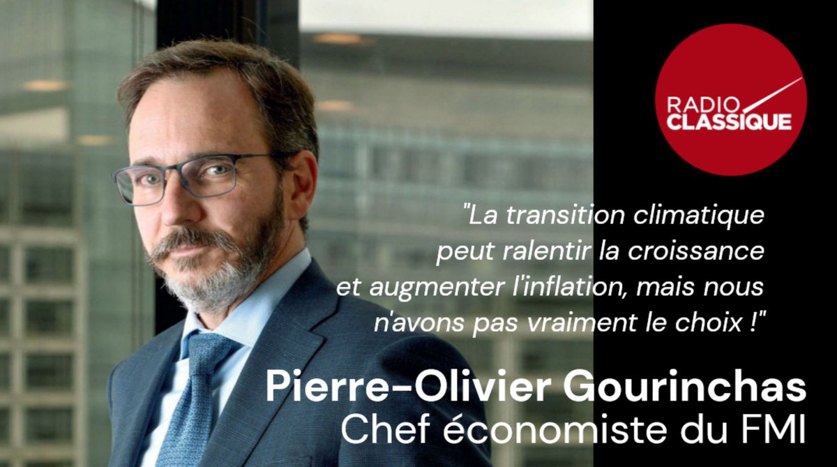 Une star de l'éco : le Français Pierre-Olivier Gourinchas <a href="/pogourinchas/">Pierre-Olivier Gourinchas</a> est le chef économiste du FMI. 
IA, transition climatique, fragmentation de l'économie mondiale... Interview @RadioClassique à réécouter en podcast : lnkd.in/eW7v2T58