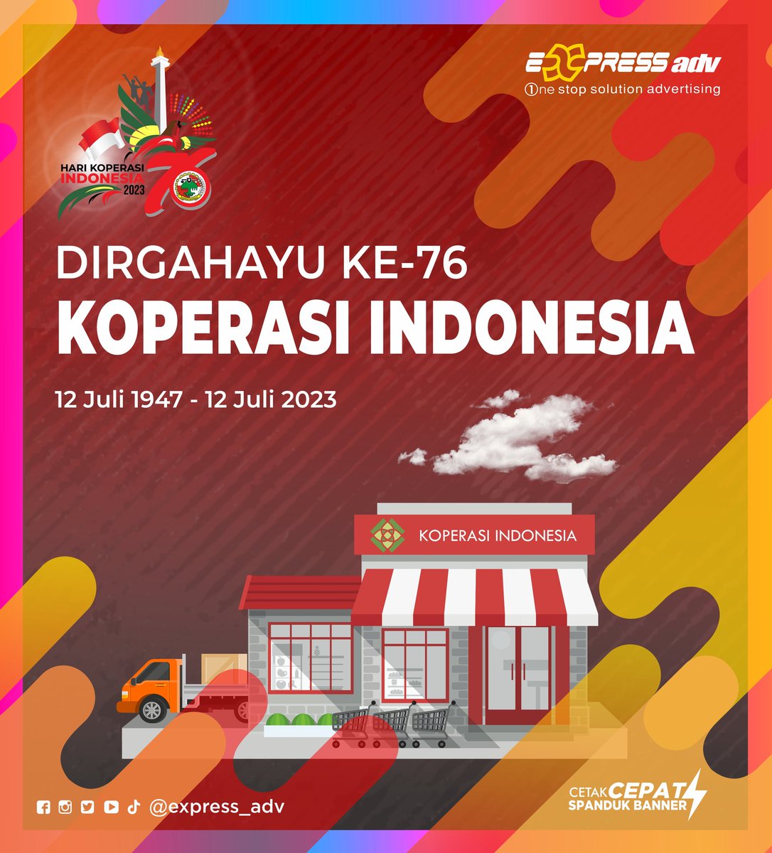 DgPrintCianjur's tweet photo. Dirgahayu Ke 76 Tahun Koperasi Indonesia | 12 Juli 2023
#HariKoperasiIndonesia76
#HariKoperasiIndonesia2023
#PercetakanCianjur
#DigitalPrintingCianjur
#AdvertisingCianjur
#CetakCepatSpandukBanner
#JagonyaSpanduk
#SpandukCepat
#CepatItuExpress
#ExpressAdv
#ExpressAdvertising https://t.co/UF0JOfiCLE