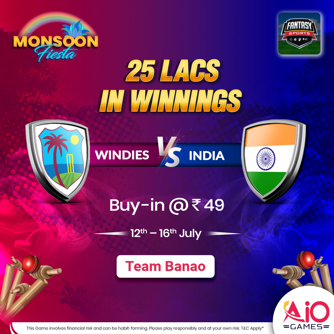 games_aio's tweet photo. Weather Forecast: Paison ki Baarish #fantasycricketapp #MonsoonFiesta 
 
 Join #indiavswi 🤑 Winnings of 25 Lacs @games_aio
 
 Play Fantasy cricket || Buy-in @ Rs.49 

Make your team now ✅- https://t.co/sww92l8y0w

#aiogames #indiavswindies #skillbasedgames
 …
 *T&amp;C apply https://t.co/TkVhEpNEnP