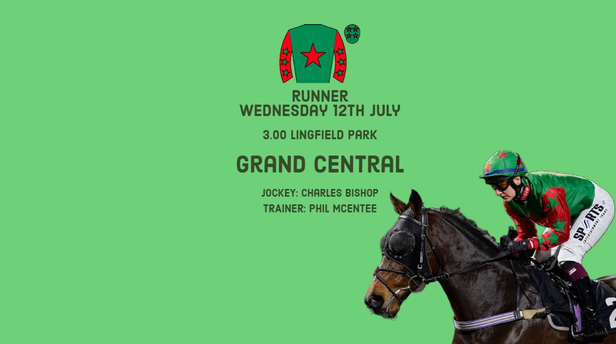 Grand Central heads to @LingfieldPark today for Ruby Red Racing & @robinblaze14. Charles Bishop booked to ride, good luck all! ❤️💚