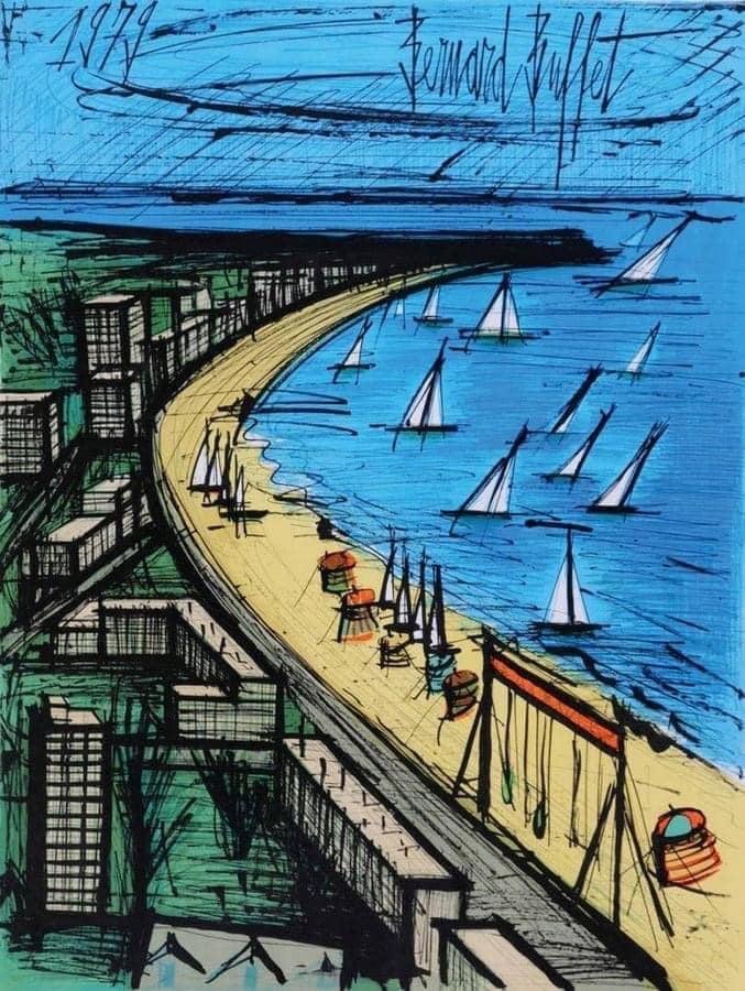 MenschOhneMusil's tweet photo. Bernard Buffet (1928-1999) THE BEACH OF LA BAULE 1979. https://t.co/fgLqybATTy
