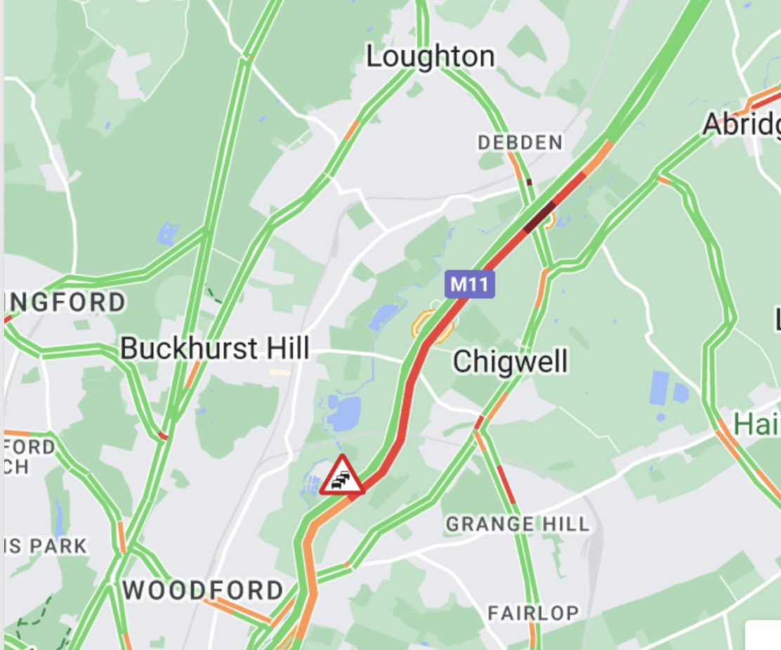 TrafficUK01's tweet photo. #M11 southbound - heavy traffic between J5 (Loughton) and J4 (North Circular/A406) - usual rush hour delays heading into London https://t.co/80BmFQGMRV