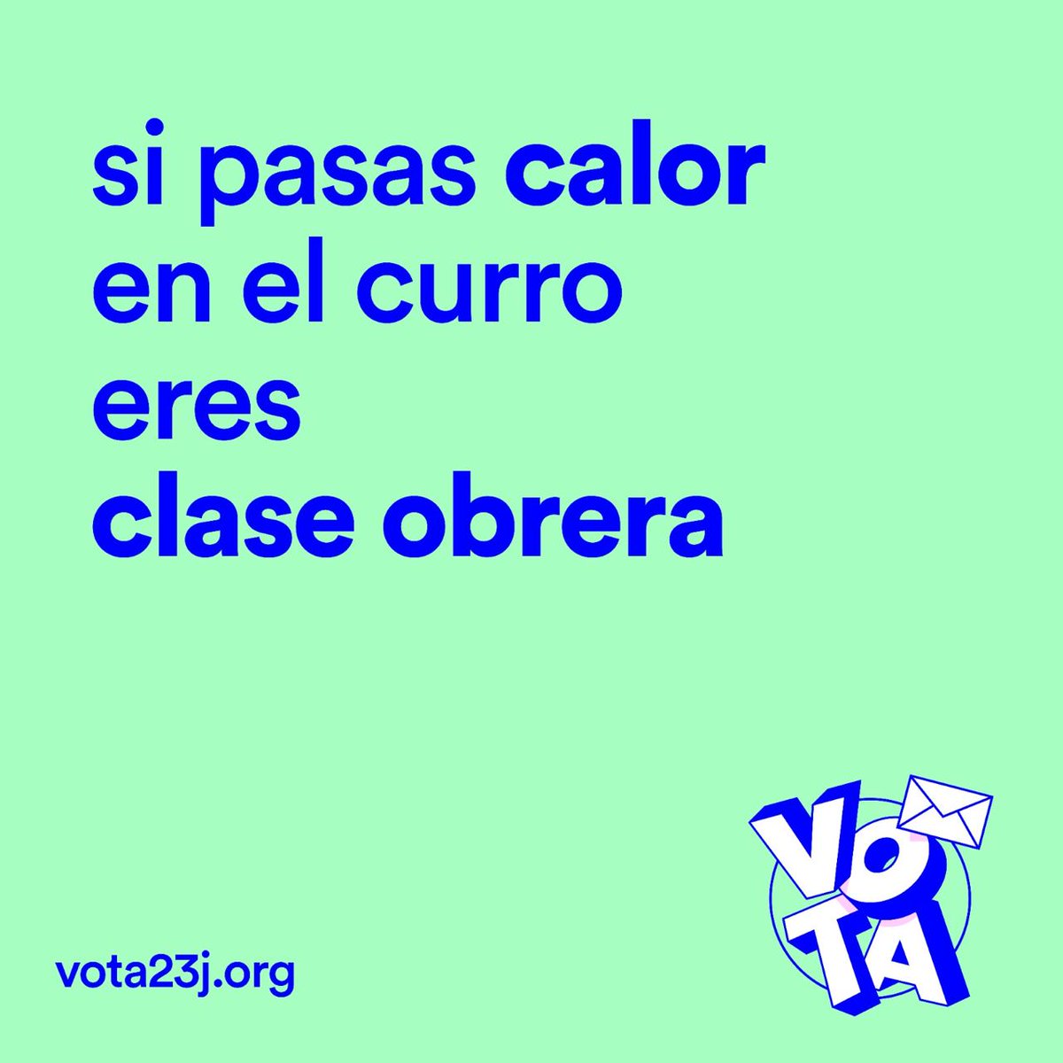 🌡🥵 ¿Te estás achicharrando en el curro? Si pasas calor en el curro, sin duda eres clase obrera

➡️ Diles a tus colegas del trabajo que su voto es fundamental el #23J

No os quedéis helados 🥶 
#Vota23 #MultiplicaTuVoto
