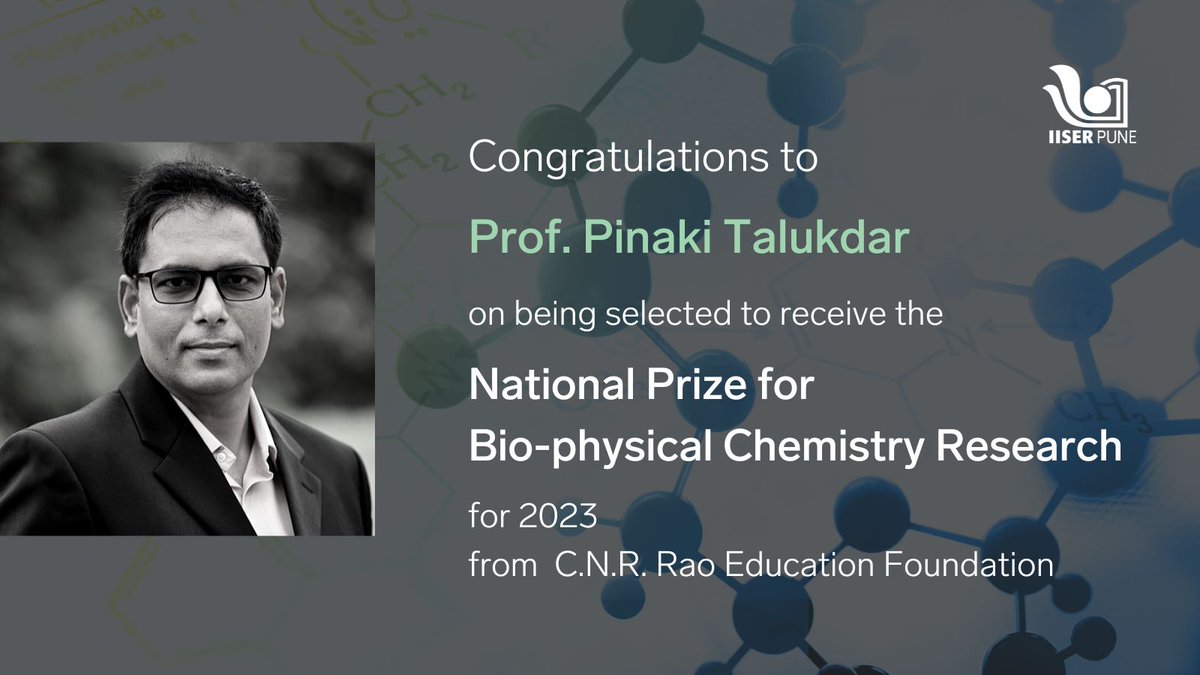IISER Pune (@iiserpune) on Twitter photo #Congrats to Prof. Pinaki Talukdar <a href="/iiserpinaki/">Talukdar Research Laboratory</a> on being selected to receive National #prize for Bio-physical #Chemistry #research for 2023 by C.N.R. Rao Education Foundation!
iiserpune.ac.in/news/post/nati⦠#Congrats to Prof. Pinaki Talukdar <a href="/iiserpinaki/">Talukdar Research Laboratory</a> on being selected to receive National #prize for Bio-physical #Chemistry #research for 2023 by C.N.R. Rao Education Foundation!
iiserpune.ac.in/news/post/natiā¦