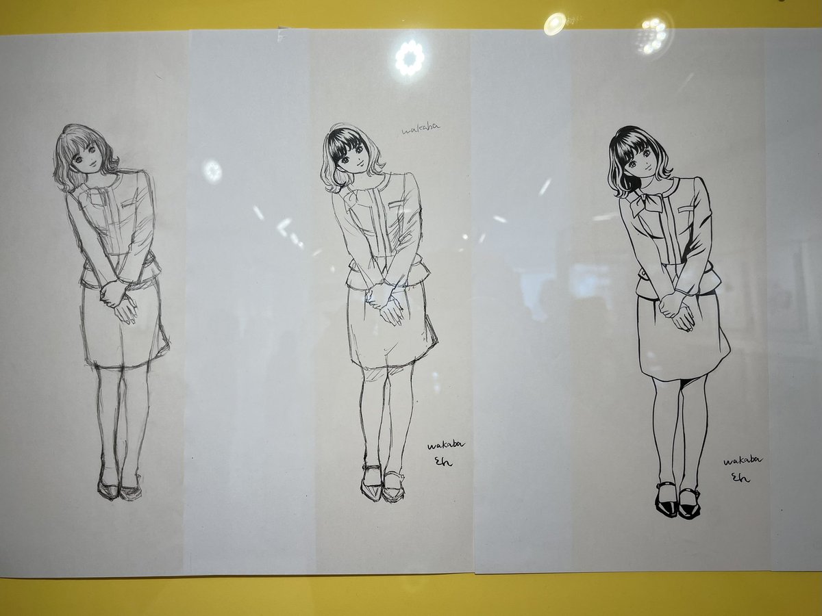 さっきリベストギャラリー創の江口さんの個展をのぞいてきたけどこういう作画のプロセス見られるのがいいなー。(もちろんカラーの綺麗なイラストもありますよ!)