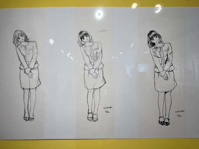 さっきリベストギャラリー創の江口さんの個展をのぞいてきたけどこういう作画のプロセス見られるのがいいなー。(もちろんカラーの綺麗なイラストもありますよ!)