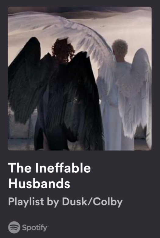 I updated my Ineffable Husbands playlist!!!

open.spotify.com/playlist/0U8Ho…

.•°[ #GoodOmens #GoodOmens2 #goodomenscrowley #goodomensaziraphale #ineffablehusbands ]°•.