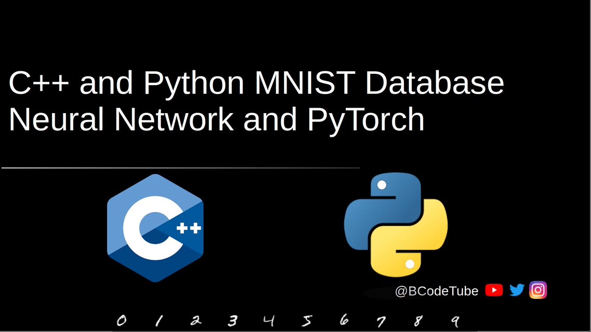 Bcodetube's tweet image. C++ and Python MNIST Database Neural Network and PyTorch 
Playlist youtube.com/playlist?list=…

#cpp #c++ #python #mnist #handwritten #neuralnetwork #pytorch #libtorch #eigen #numpy #simpleini