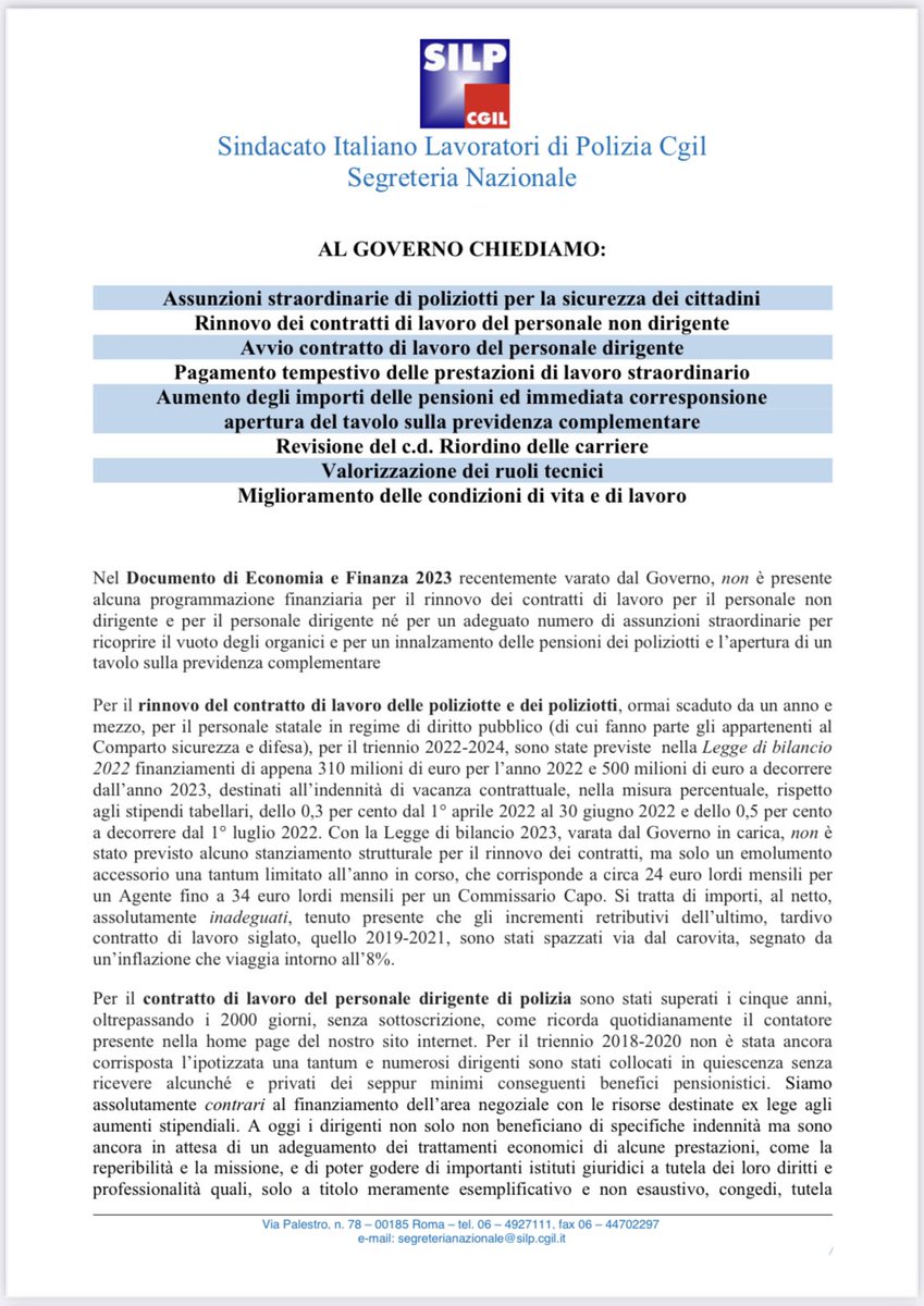 SilpCgilPadova's tweet photo. Al governo chiediamo: #mobilitazione #compartosicurezza https://t.co/6P1AD1PX2n