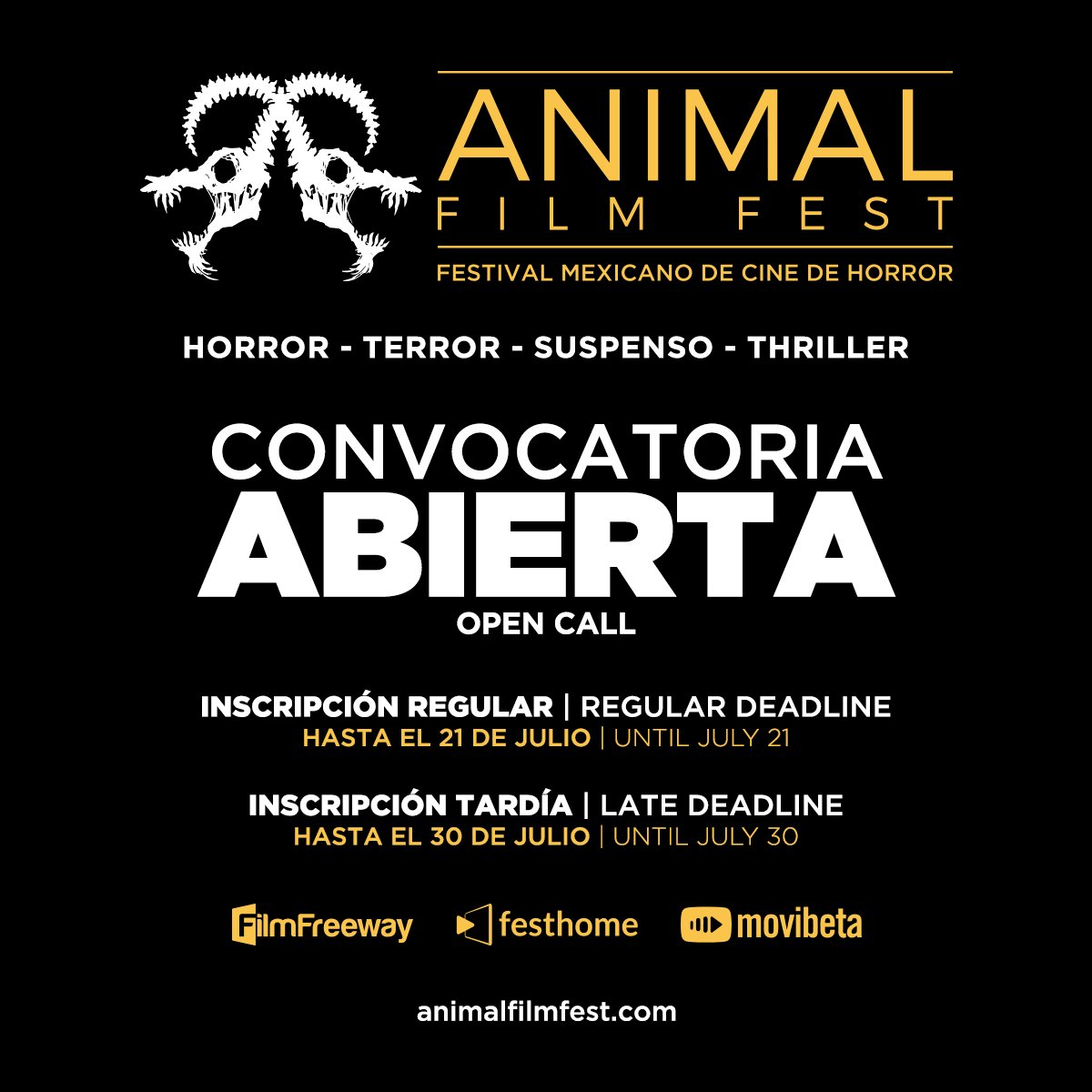 ANIMAL_FilmFest's tweet photo. 🎬 ¡Últimos días!
👉🏼 https://t.co/W1sWDLYNt6
#AFF #AFF4 #IMCINE #Fantlatam #CineDeGéneroLatinoamericano #CineFestMich #RedIberoFest #ROTMovieMakers https://t.co/J7rZlIkfJT