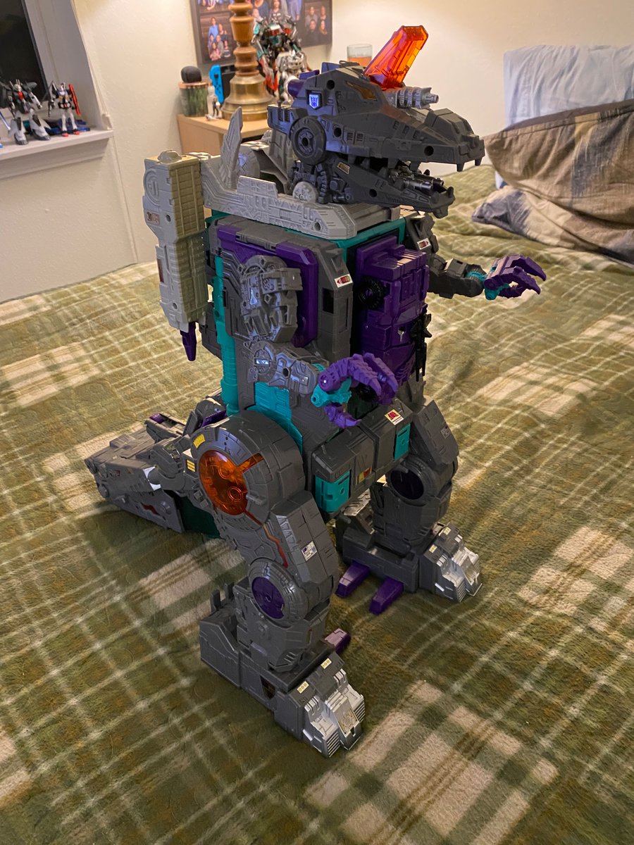 littlediegitoV's tweet photo. I’ve had this Trypticon figure for a few years but never got around to stickering him. Until now. Nearly 160 stickers on this guy! So here’s Trypticon in ship mode, base mode, and dino mode. https://t.co/Eufd3gZGXJ