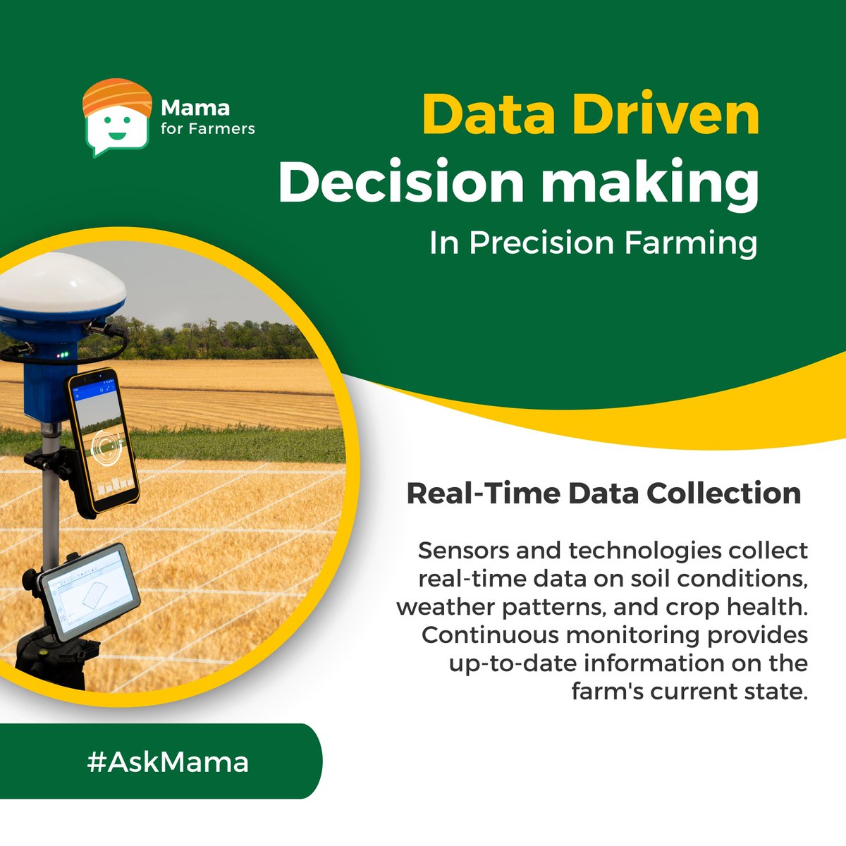 mamarobotics's tweet photo. Data-driven decision making is crucial in precision farming for optimizing crop production and resource efficiency. 

Practices of data driven decision making include.
1. Real Time data Collection https://t.co/Fs145shMBB